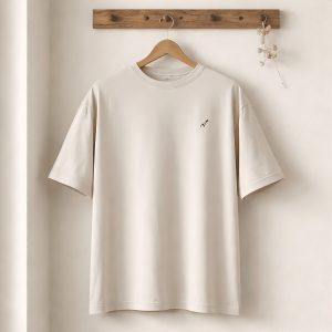 Camiseta Oversize Hombre – Arena 100% Algodón Premium