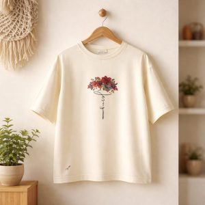 Camiseta Oversize Mujer Marfil – 100% Algodón Premium