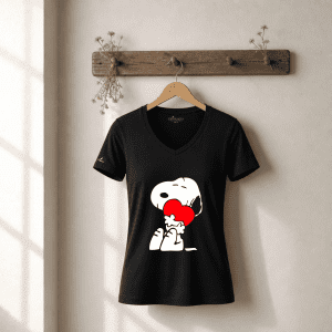 Camiseta Algodón Peinado Mujer Cuello V - Negro