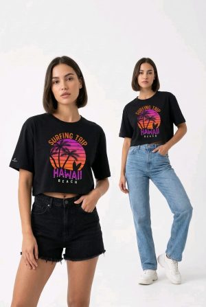 Crop Top Piel de Durazno Mujer – Negro