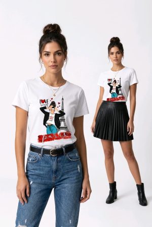 Camiseta 100% Algodón Mujer – Blanco