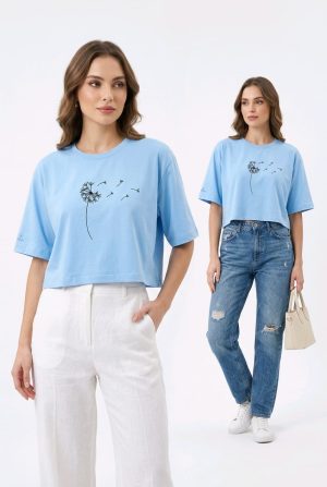 Crop Top Piel de Durazno Mujer – Azul Claro