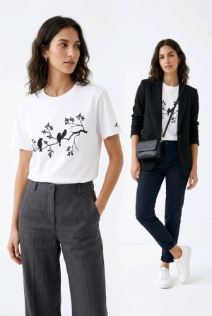 Camiseta Tela Fría Mujer – Marfil 95% Algodón, 5% Spandex